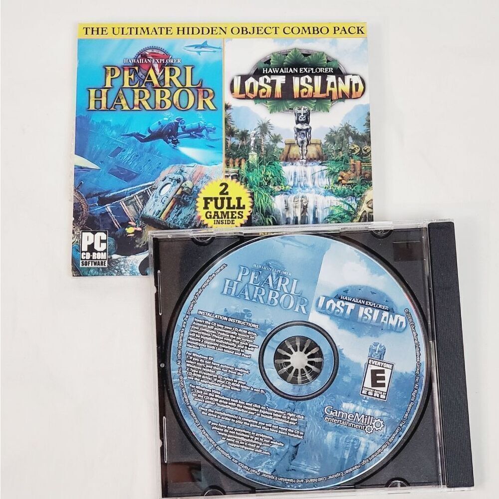 Hawaiian Explorer Pearl Harbor & Lost Island PC CD-Rom hidden object seek combo